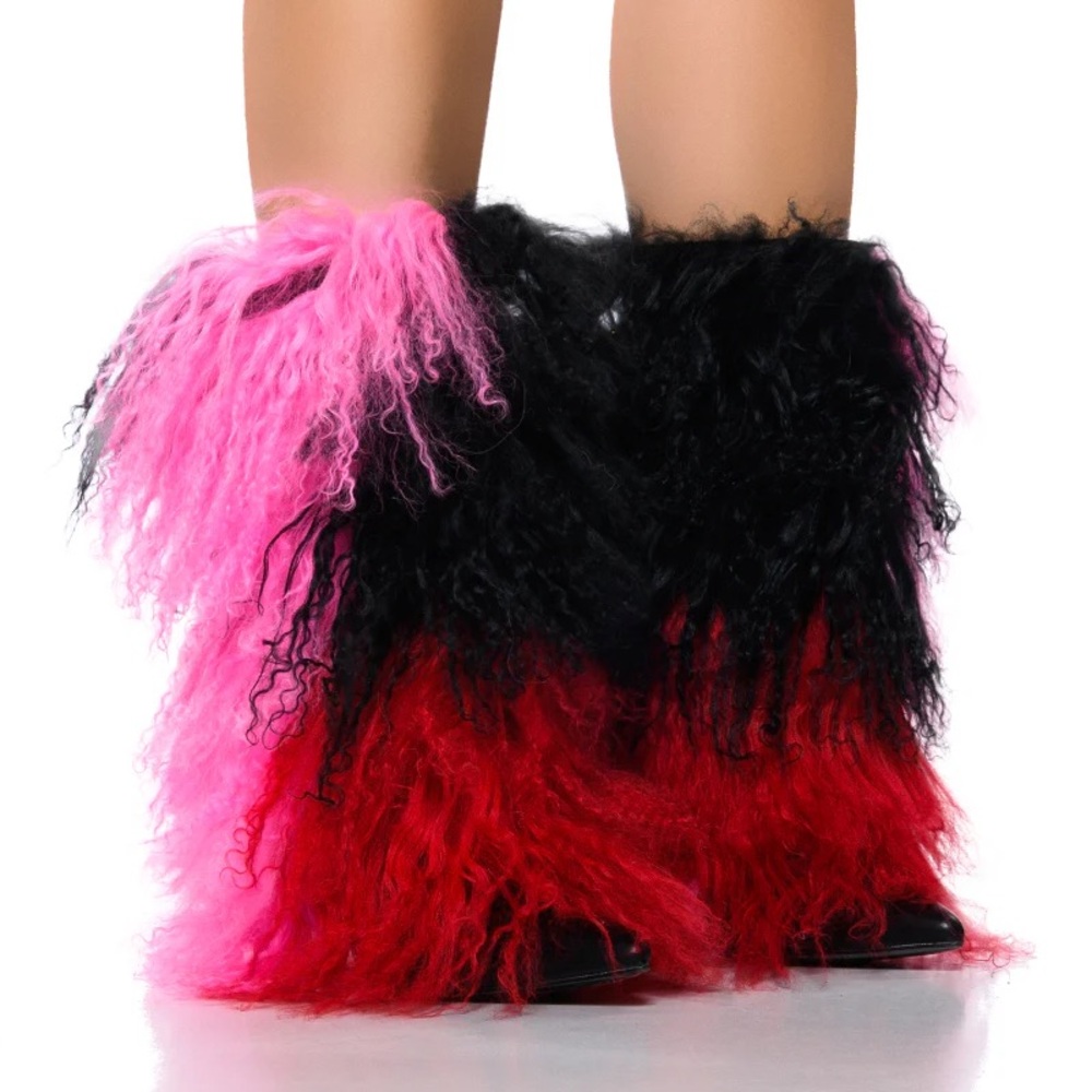 AZALEA WANG SHOOP MOHAIR FUR BOOTIE IN MULTI AKIRA NIB NEW